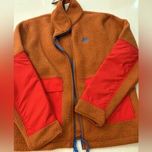 Nike Brown and Red Fleece Jacket